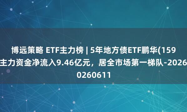 博远策略 ETF主力榜 | 5年地方债ETF鹏华(159972)主力资金净流入9.46亿元，居全市场第一梯队-20260611