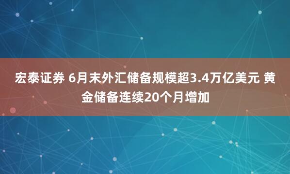 宏泰证券 6月末外汇储备规模超3.4万亿美元 黄金储备连续20个月增加
